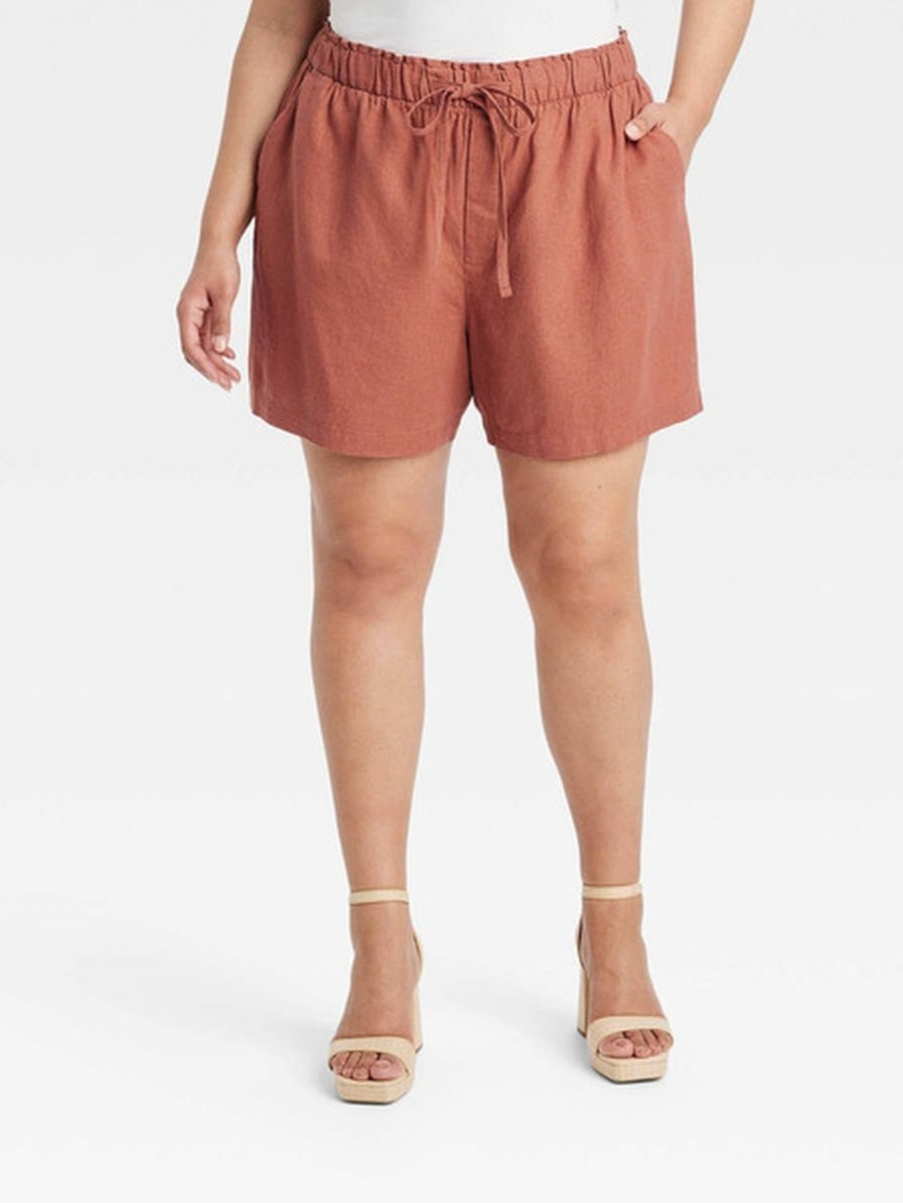 Ava & Viv Rust Drawstring Elastic-Waist Shorts